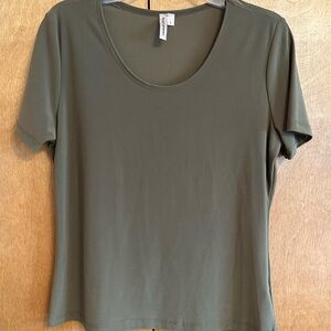 Susan Lawrence Olive Green Fitted Short Sleeve Shirt Size L